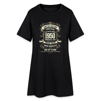 Geboren 1950, Baujahr 1950 Geburtstags Shirt Retro - Frauen T-Shirt-Kleid - Schwarz - Vorne