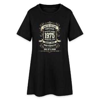 Geboren 1975, Baujahr 1975 Geburtstags Shirt Retro - Frauen T-Shirt-Kleid - Schwarz - Vorne