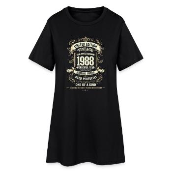 Geboren 1988, Baujahr 1988 Geburtstags Shirt 80er - Frauen T-Shirt-Kleid - Schwarz - Vorne
