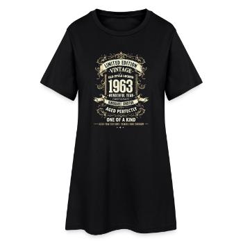 Geboren 1963, Baujahr 1963 Geburtstags Shirt 60er - Frauen T-Shirt-Kleid - Schwarz - Vorne