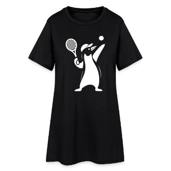 Minimalist Penguin Tennis Player Serve - Women’s T-Shirt Dress - black - Front