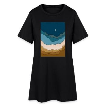 Abstract Beach Design - Surfboard in the Ocean - Women’s T-Shirt Dress - black - Front
