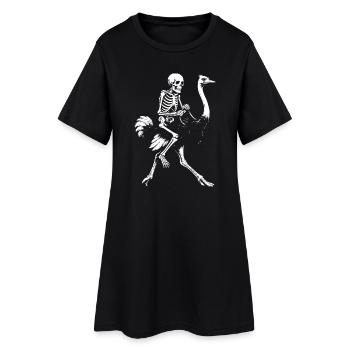 Squelette étrange sur l’autruche volante illustration - Robe T-shirt Femme - noir - Devant