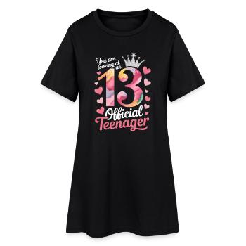 13th birthday teenager gift - Women’s T-Shirt Dress - black - Front
