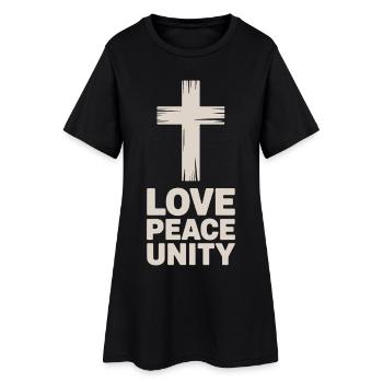 Amour Paix Unité Croix Chrétienne - Robe T-shirt Femme - noir - Devant