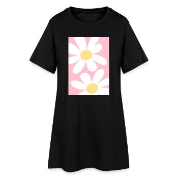 Rose avec des fleurs - Robe T-shirt Femme - noir - Devant