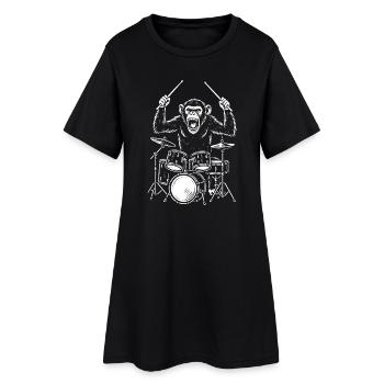 Drumming Chimp Band - Women’s T-Shirt Dress - black - Front