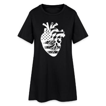 Drapeau américain des États-Unis dans un cœur anatomique - Robe T-shirt Femme - noir - Devant