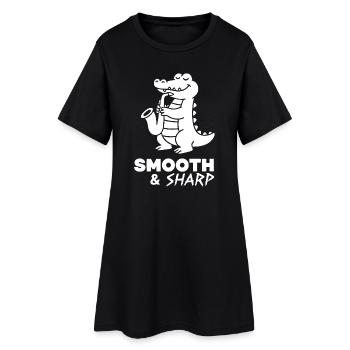 Saxophon Crocodile Retro - Frauen T-Shirt-Kleid - Schwarz - Vorne
