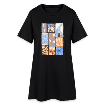 Abstract Botanical Patterns - Women’s T-Shirt Dress - black - Front