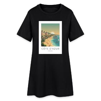 Côte d’Azur Riviera Sommerstrand - Frauen T-Shirt-Kleid - Schwarz - Vorne