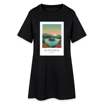 Coucher de soleil de l’île de la mer de Slovénie - Robe T-shirt Femme - noir - Devant