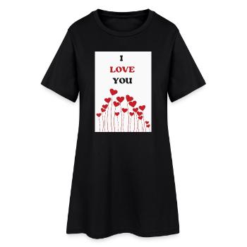 I LOVE YOU. COEUR. COUPLE. SAINT VALENTIN - Robe T-shirt Femme - noir - Devant