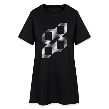Grille de carrés à bandes géométriques - Robe T-shirt Femme - noir - Devant