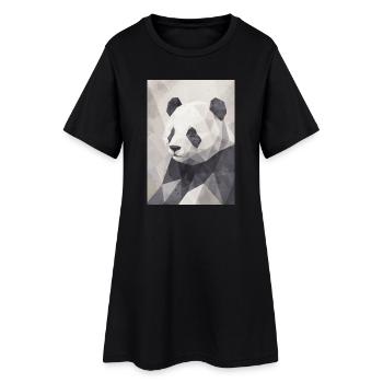 Geometrischer Panda Polygon Art  - Frauen T-Shirt-Kleid - Schwarz - Vorne