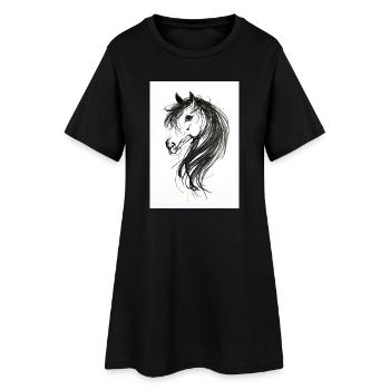 Horse head painted - Women’s T-Shirt Dress - black - Front