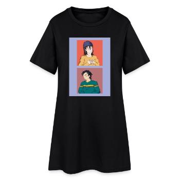 Deux illustrations et différentes émotions - Robe T-shirt Femme - noir - Devant