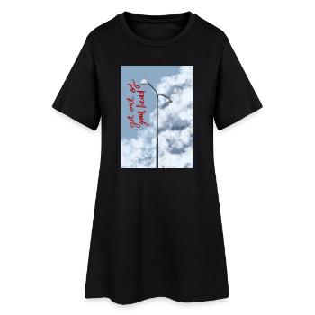 Wolken und Straßenlaterne am Himmel - Frauen T-Shirt-Kleid - Schwarz - Vorne