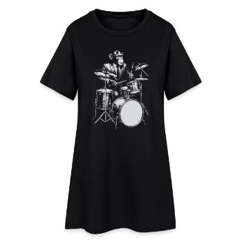 Monkey Jazz Drummer - Frauen T-Shirt-Kleid - Schwarz - Vorne