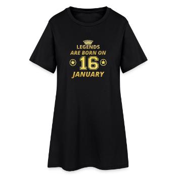 légendes anniversaire né le 16 janvier - Robe T-shirt Femme - noir - Devant