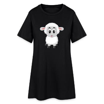 Agneau doux enfants - Robe T-shirt Femme - noir - Devant