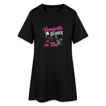 Junggesellinenabschied-Verrückte Hühner on Tour - Frauen T-Shirt-Kleid - Schwarz - Vorne