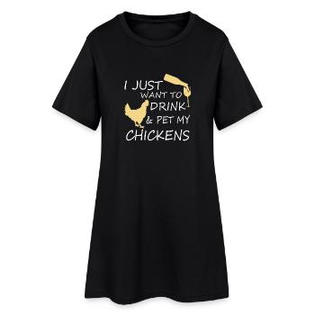 Pet my Chickens - Frauen T-Shirt-Kleid - Schwarz - Vorne
