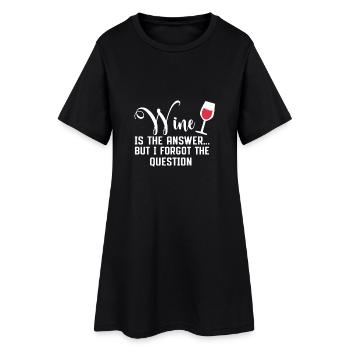 Wein Wine - Frauen T-Shirt-Kleid - Schwarz - Vorne