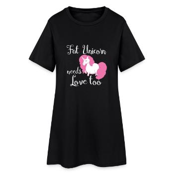 Einhorn Unicorn - Frauen T-Shirt-Kleid - Schwarz - Vorne