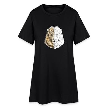 Un lion dessiné en or et blanc - Robe T-shirt Femme - noir - Devant