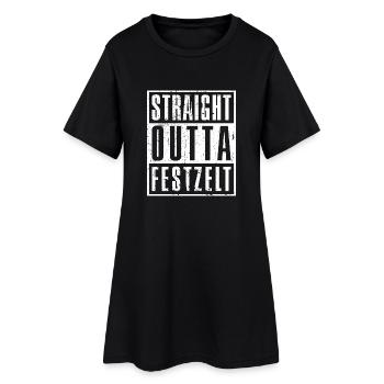 Straight outta Festzelt - - Wiesn-Bier - Frauen T-Shirt-Kleid - Schwarz - Vorne