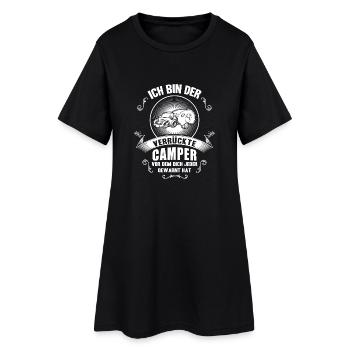 CRAZY CAMPER - Frauen T-Shirt-Kleid - Schwarz - Vorne