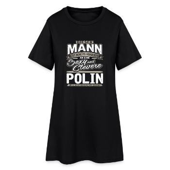 Mann Vergeben Polin Grau - Frauen T-Shirt-Kleid - Schwarz - Vorne