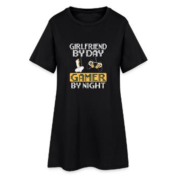 Gamer Shirt · Jeux vidéo · Gambler · Girlfriend - Robe T-shirt Femme - noir - Devant