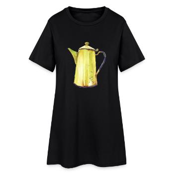 Kaffeekanne - Frauen T-Shirt-Kleid - Schwarz - Vorne