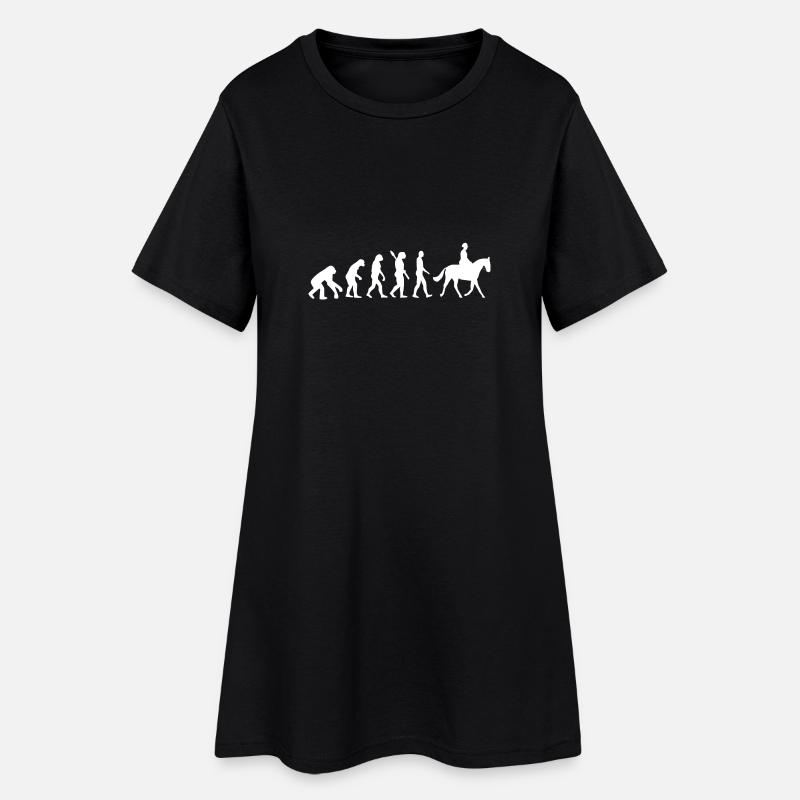 Evolution Reiten Reiter Pferd w - Frauen T-Shirt-Kleid - Schwarz
