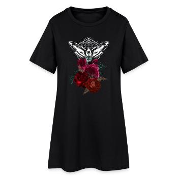 Bouquet géométrique de mites sur roses - Robe T-shirt Femme - noir - Devant