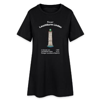 Lindau, Neuer Leuchtturm, Bodensee, Zeichnung - Frauen T-Shirt-Kleid - Schwarz - Vorne