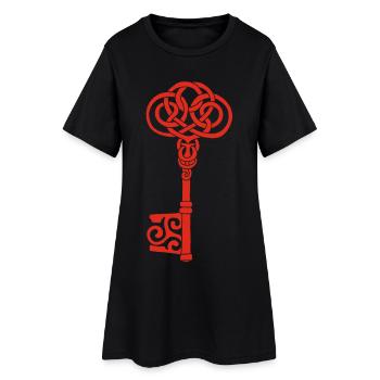 Roter keltischer Schlüssel - Frauen T-Shirt-Kleid - Schwarz - Vorne