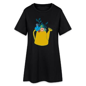 Arrosoir de couleur moutarde - Robe T-shirt Femme - noir - Devant
