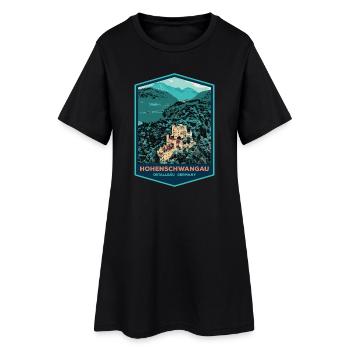 Illustration Schloss Hohenschwangau, Bayern - Frauen T-Shirt-Kleid - Schwarz - Vorne