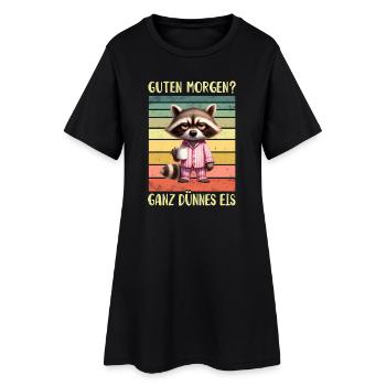 Waschbär Morgenmuffel - Frauen T-Shirt-Kleid - Schwarz - Vorne
