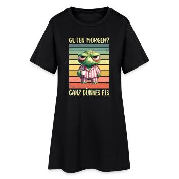 Schildkröte Morgenmuffel - Frauen T-Shirt-Kleid - Schwarz - Vorne