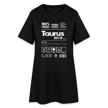 Taurus Retro Glyphen T-Shirt - Frauen T-Shirt-Kleid - Schwarz - Vorne