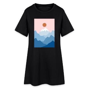 Berglandschaft 2 - Frauen T-Shirt-Kleid - Schwarz - Vorne
