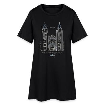 London, Naturkundemuseum NHM, Zeichnung, UK - Frauen T-Shirt-Kleid - Schwarz - Vorne