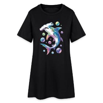 Vibrant Shark with Bubble Accents - Women’s T-Shirt Dress - black - Front