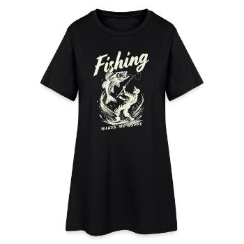 La pêche me rend heureuse - Robe T-shirt Femme - noir - Devant
