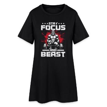 Motivierender Gorilla mit Stange und Text - Frauen T-Shirt-Kleid - Schwarz - Vorne