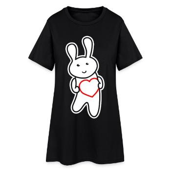 Bunny with Heart: Love & Cuteness - Women’s T-Shirt Dress - black - Front